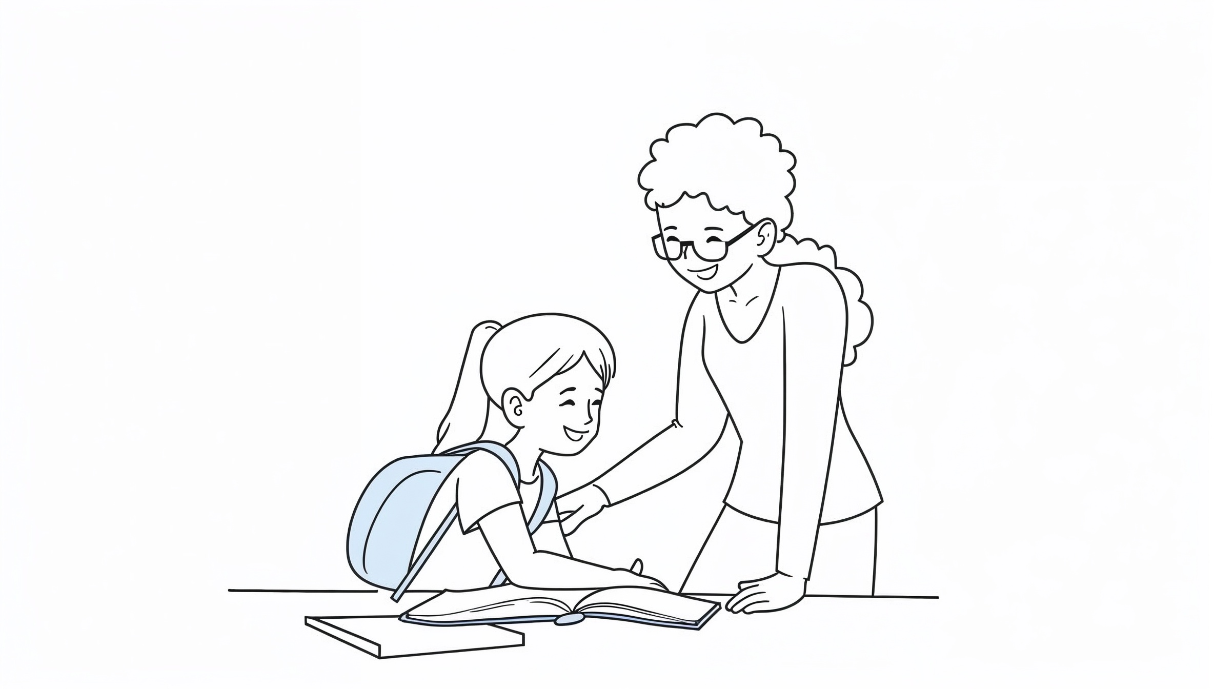 Parent and student reviewing educational materials together